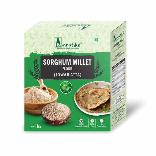 Amrutika Premium Jowar Atta (Sorghum Millet Flour) – Stone-Ground, Gluten-Free & 100% Natural (1KG)