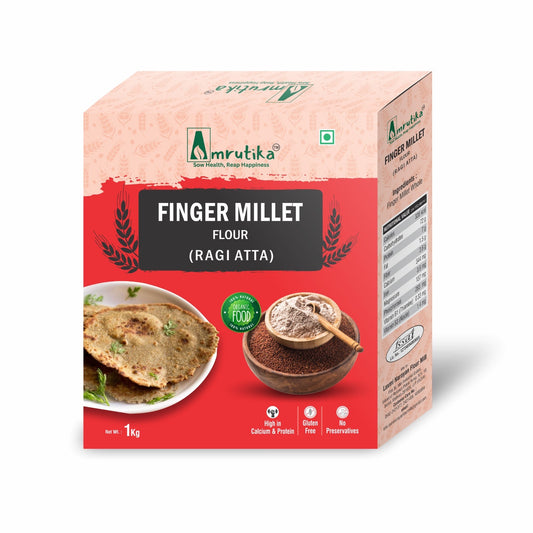 Amrutika Ragi Flour (Finger Millet Atta) – Calcium-Rich, Gluten-Free Supergrain for Strong Bones & Immunity (1KG)